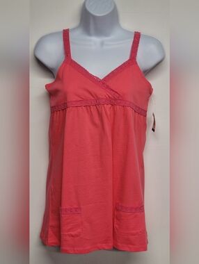 Greendog XL 14 Kids Girls Tank Top Longer Length Lace Spicy Pink Cotton New